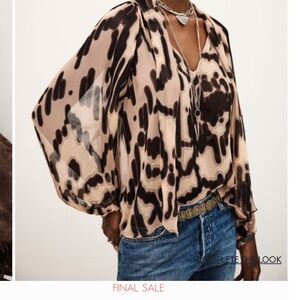 ba&sh Black and Tan Patterned Blouse